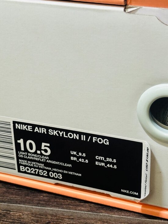 NIKE AIR SKYLON II 2 / FOG FEAR OF GOD BONE GREY CLEAR OFF WHITE 10.5 main image 4